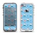 The Blue & Red Nautical Sailboat Pattern Apple iPhone 5-5s LifeProof Fre Case Skin Set