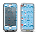 The Blue & Red Nautical Sailboat Pattern Apple iPhone 5-5s LifeProof Nuud Case Skin Set