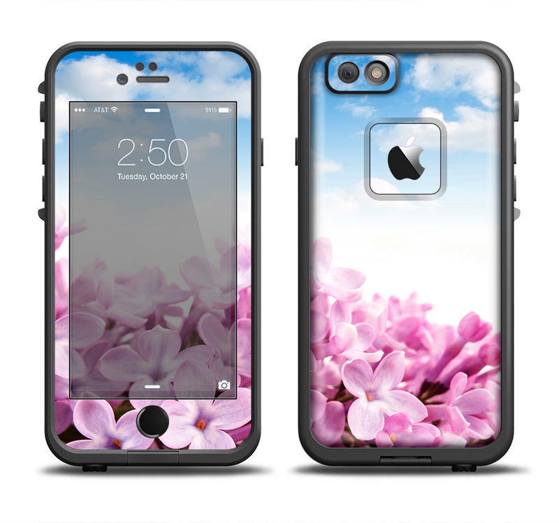 The Blue Sky Pink Flower Field Apple iPhone 6/6s LifeProof Fre Case Skin Set