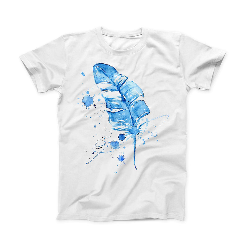 The Blue Splatter Feather ink-Fuzed Front Spot Graphic Unisex Soft-Fitted Tee Shirt
