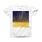 The Blue Stratched Streaks with Unfocused Gold Sparkles ink-Fuzed Front Spot Graphic Unisex Soft-Fitted Tee Shirt