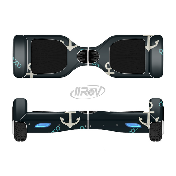 The Blue & Teal Vintage Solid Color Anchor Linked Full-Body Skin Set for the Smart Drifting SuperCharged iiRov HoverBoard
