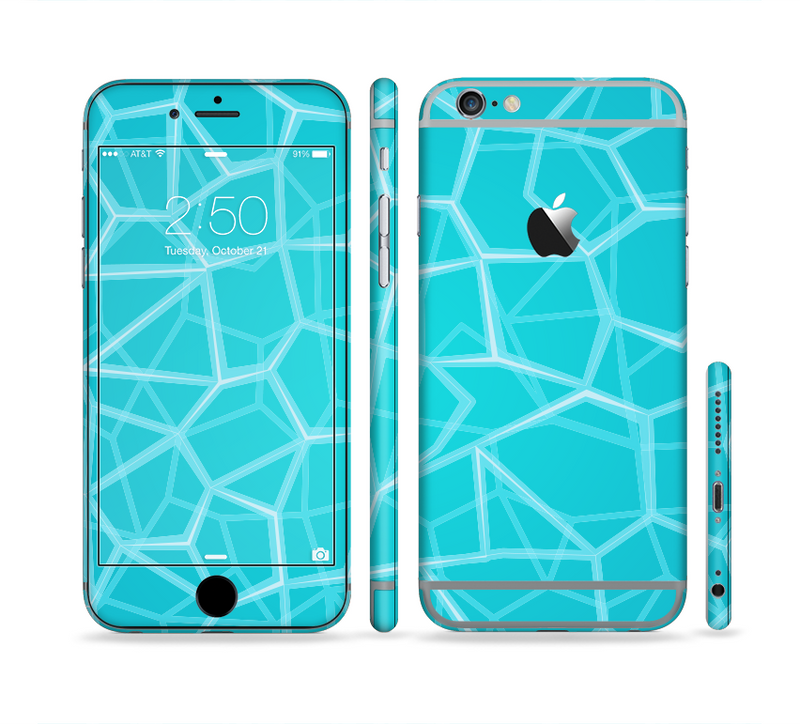 The Blue Translucent Outlined Pentagons Sectioned Skin Series for the Apple iPhone 6/6s Plus