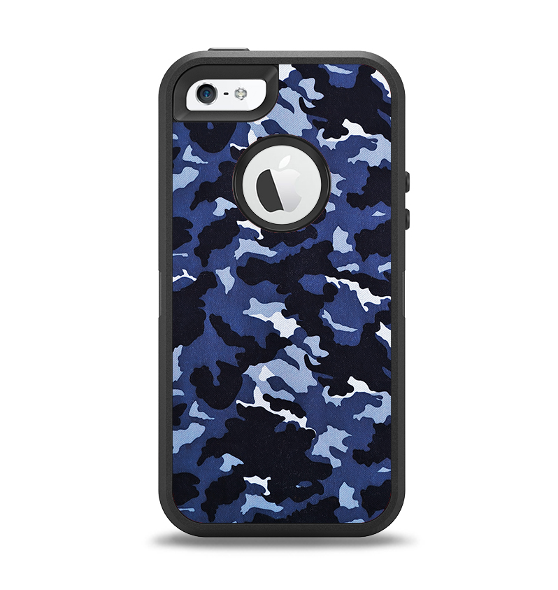 The Blue Vector Camo Apple iPhone 5-5s Otterbox Defender Case Skin Set