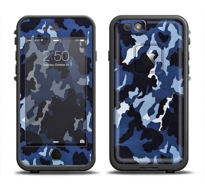 The Blue Vector Camo Apple iPhone 6/6s LifeProof Fre Case Skin Set