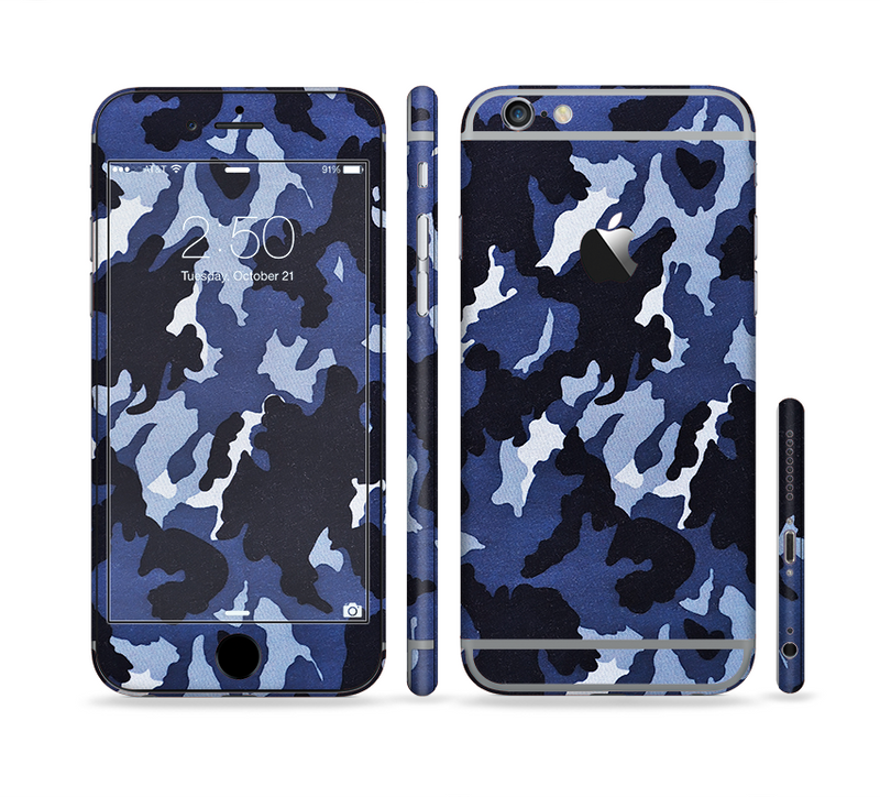 The Blue Vector Camo Sectioned Skin Series for the Apple iPhone 6/6s