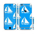 The Blue Vector Sailboats Sectioned Skin Series for the Apple iPhone 6/6s