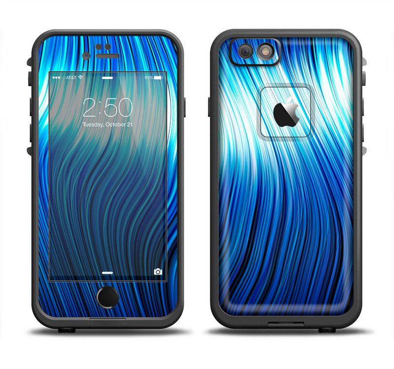 The Blue Vector Swirly HD Strands Apple iPhone 6/6s LifeProof Fre Case Skin Set