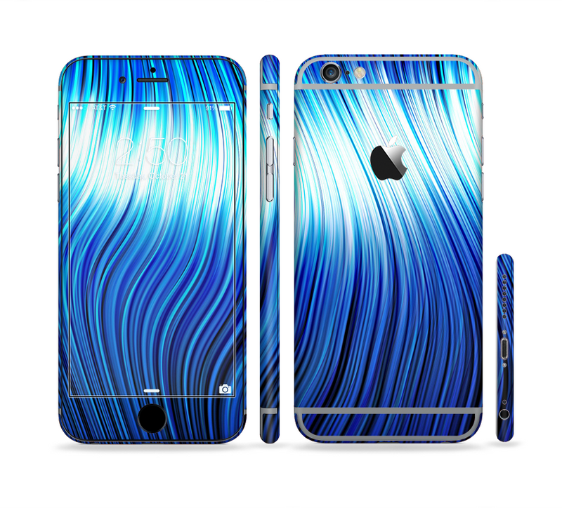 The Blue Vector Swirly HD Strands Sectioned Skin Series for the Apple iPhone 6/6s