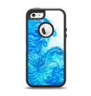 The Blue Water Color Flowers Apple iPhone 5-5s Otterbox Defender Case Skin Set