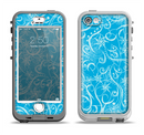 The Blue & White Abstract Swirly Pattern Apple iPhone 5-5s LifeProof Nuud Case Skin Set