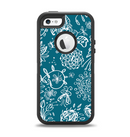 The Blue & White Floral Sketched Lace Patterns v21 Apple iPhone 5-5s Otterbox Defender Case Skin Set