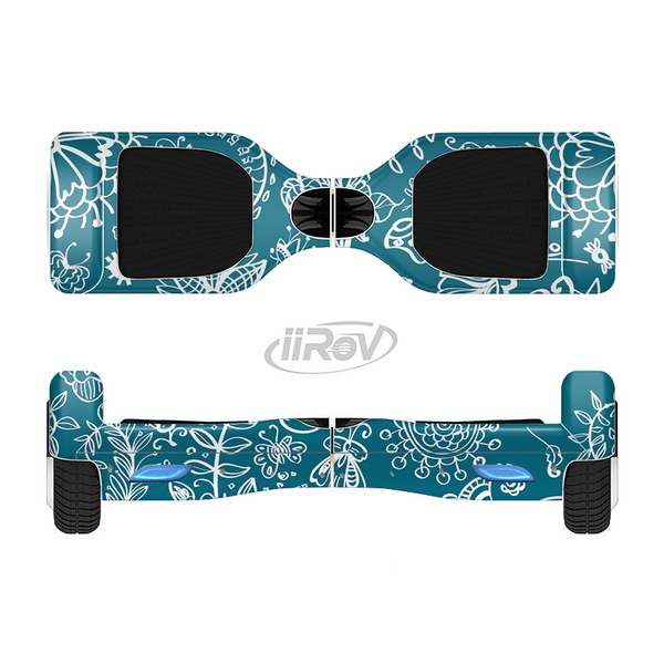 The Blue & White Floral Sketched Lace Patterns v21 Full-Body Skin Set for the Smart Drifting SuperCharged iiRov HoverBoard