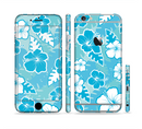 The Blue & White Hawaiian Floral Pattern V4 Sectioned Skin Series for the Apple iPhone 6/6s