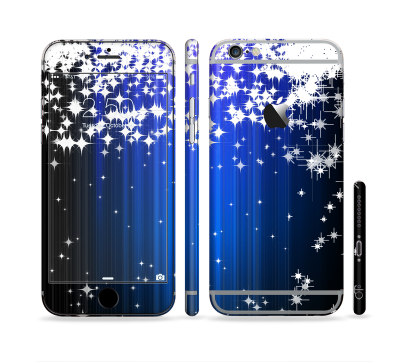 The Blue & White Rain Shimmer Strips Sectioned Skin Series for the Apple iPhone 6/6s