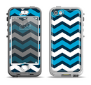 The Blue Wide Chevron Pattern Apple iPhone 5-5s LifeProof Nuud Case Skin Set