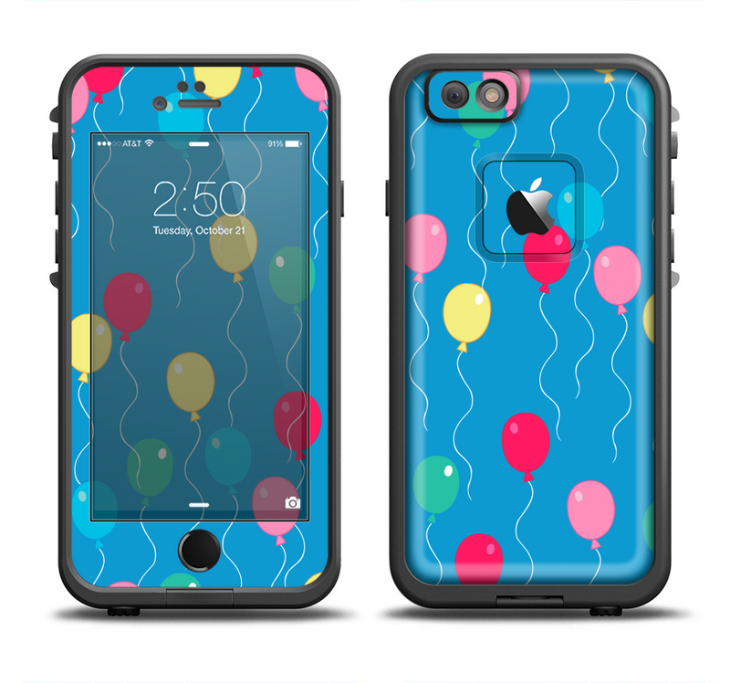 The Blue With Colorful Flying Balloons Apple iPhone 6/6s LifeProof Fre Case Skin Set