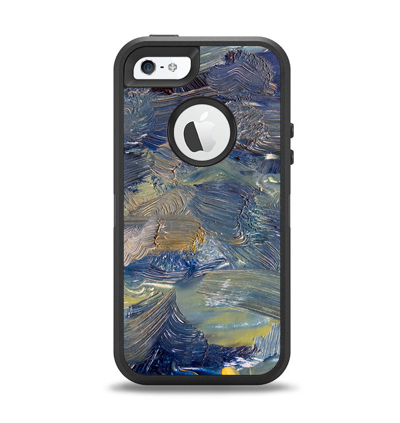 The Blue & Yellow Abstract Oil Painting Apple iPhone 5-5s Otterbox Defender Case Skin Set