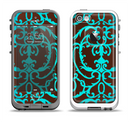 The Blue and Brown Elegant Lace Pattern Apple iPhone 5-5s LifeProof Fre Case Skin Set