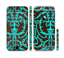 The Blue and Brown Elegant Lace Pattern Sectioned Skin Series for the Apple iPhone 6/6s