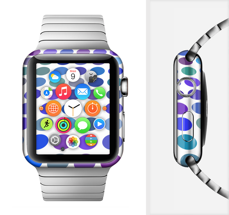 The Blue and Purple Strayed Polkadots Full-Body Skin Set for the Apple Watch