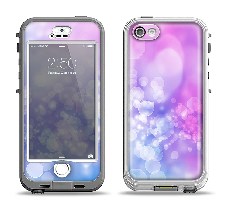 The Blue and Purple Translucent Glimmer Lights Apple iPhone 5-5s LifeProof Nuud Case Skin Set