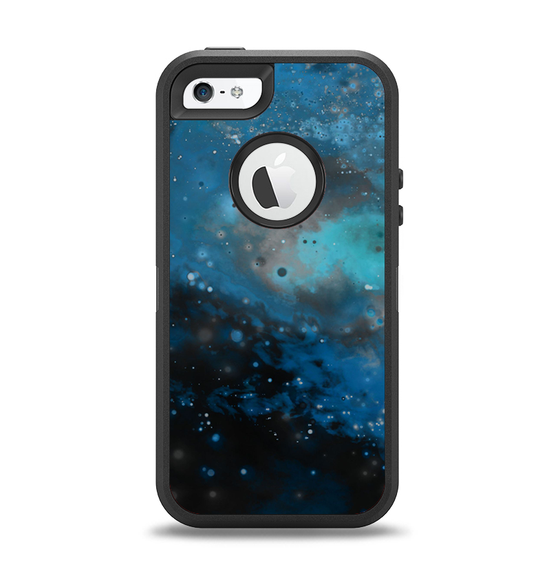 The Blue and Teal Painted Universe Apple iPhone 5-5s Otterbox Defender Case Skin Set