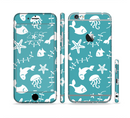 The Blue and White Cartoon Sea Creatures Sectioned Skin Series for the Apple iPhone 6/6s