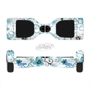 The Blue and White Floral Laced Pattern Full-Body Skin Set for the Smart Drifting SuperCharged iiRov HoverBoard