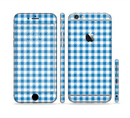 The Blue and White Woven Plaid Pattern Sectioned Skin Series for the Apple iPhone 6/6s
