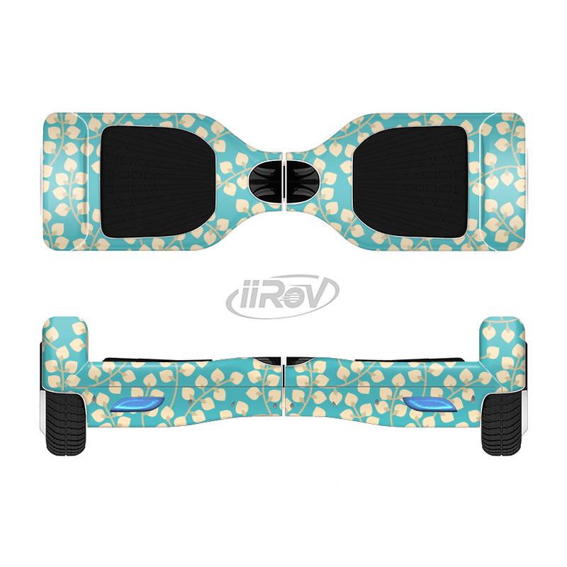 The Blue and Yellow Floral Pattern V43 Full-Body Skin Set for the Smart Drifting SuperCharged iiRov HoverBoard