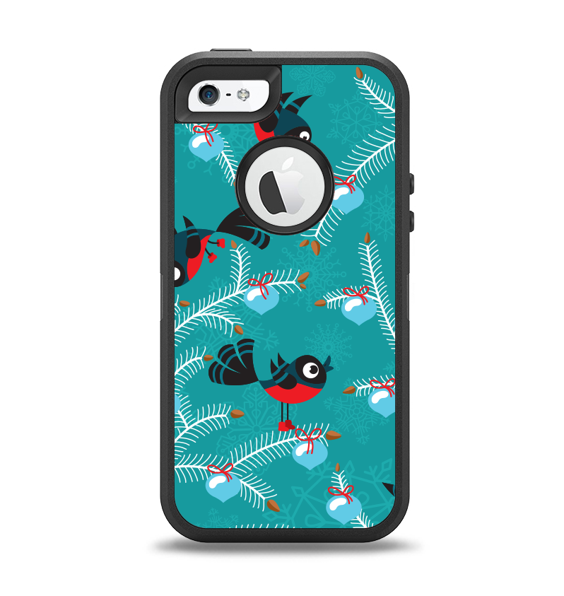The Blue with Flying Tweety Birds Apple iPhone 5-5s Otterbox Defender Case Skin Set