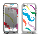 The Bold Colorful Mustache Pattern Apple iPhone 5-5s LifeProof Nuud Case Skin Set