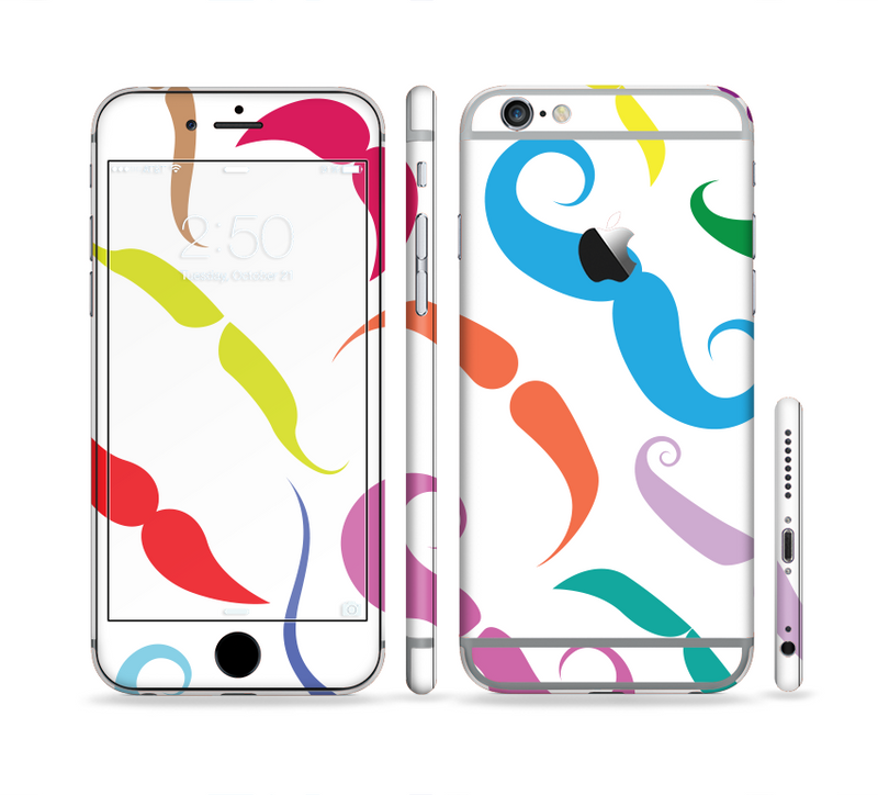 The Bold Colorful Mustache Pattern Sectioned Skin Series for the Apple iPhone 6/6s