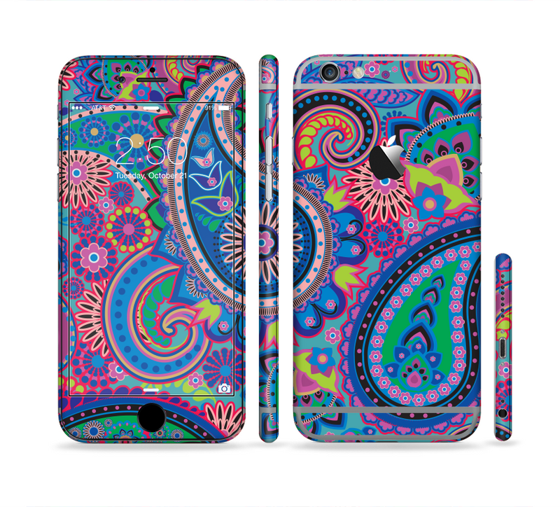 The Bold Colorful Paisley Pattern Sectioned Skin Series for the Apple iPhone 6/6s