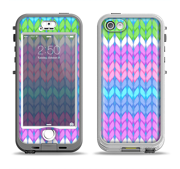 The Bright-Colored Knit Pattern Apple iPhone 5-5s LifeProof Nuud Case Skin Set