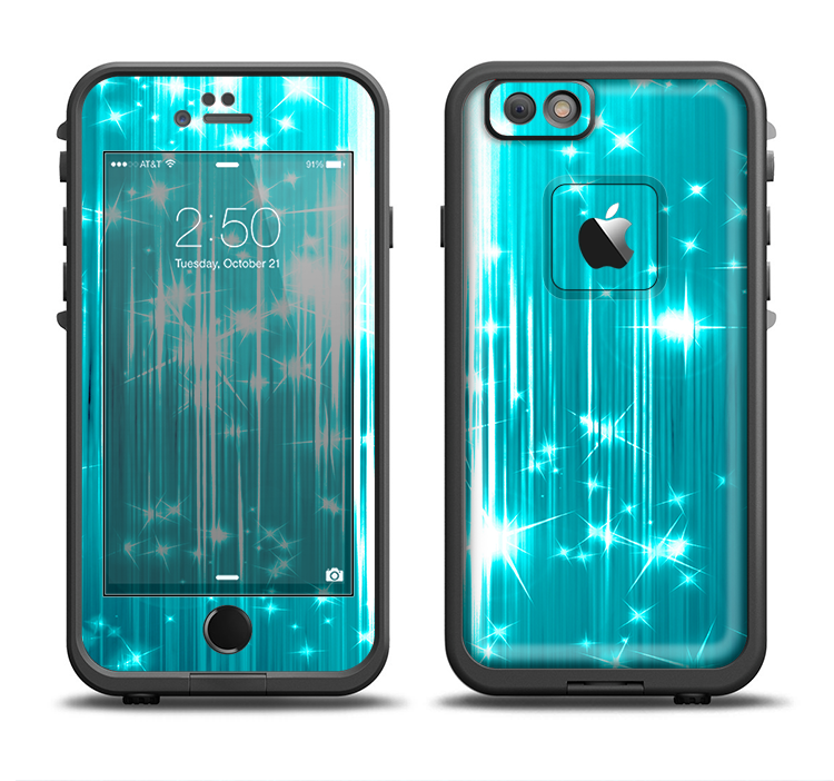 The Bright Blue Glistening Streaks Apple iPhone 6/6s LifeProof Fre Case Skin Set
