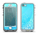 The Bright Blue Vector Spiral Pattern Apple iPhone 5-5s LifeProof Nuud Case Skin Set