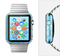 The Bright Blue Vector Spiral Pattern Full-Body Skin Set for the Apple Watch