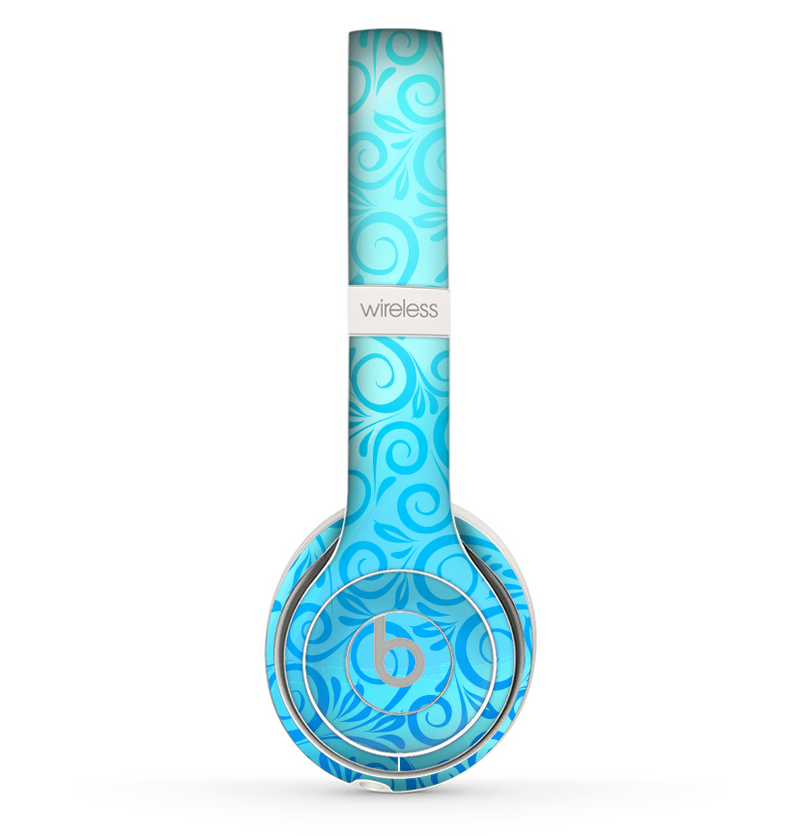 The Bright Blue Vector Spiral Pattern Skin Set for the Beats by Dre Solo 2 Wireless Headphones