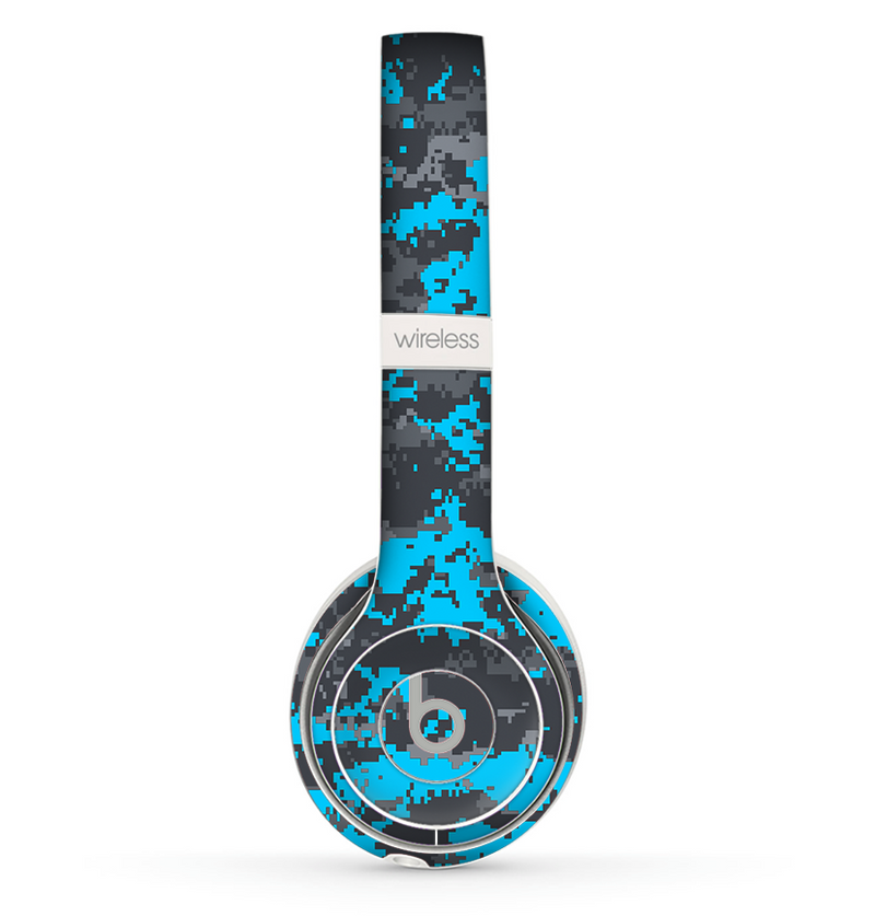 The Bright Blue and Gray Digital Camouflage Skin Set for the Beats by Dre Solo 2 Wireless Headphones