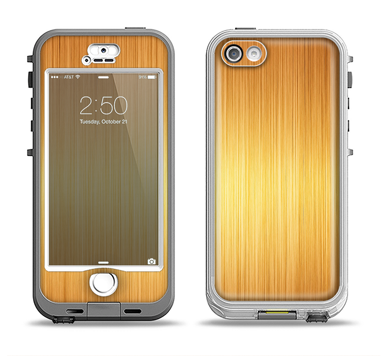 The Bright Brushed Gold Surface Apple iPhone 5-5s LifeProof Nuud Case Skin Set