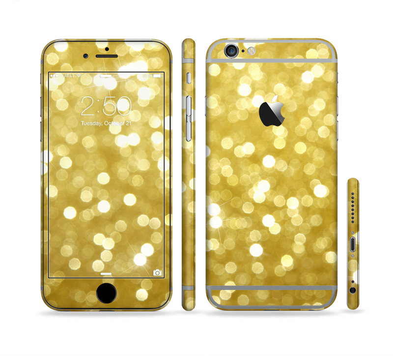 The Bright Golden Unfocused Droplets Sectioned Skin Series for the Apple iPhone 6/6s