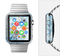The Bright Light Blue Swirls with Butterflies Full-Body Skin Set for the Apple Watch