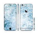 The Bright Light Blue Swirls with Butterflies Sectioned Skin Series for the Apple iPhone 6/6s