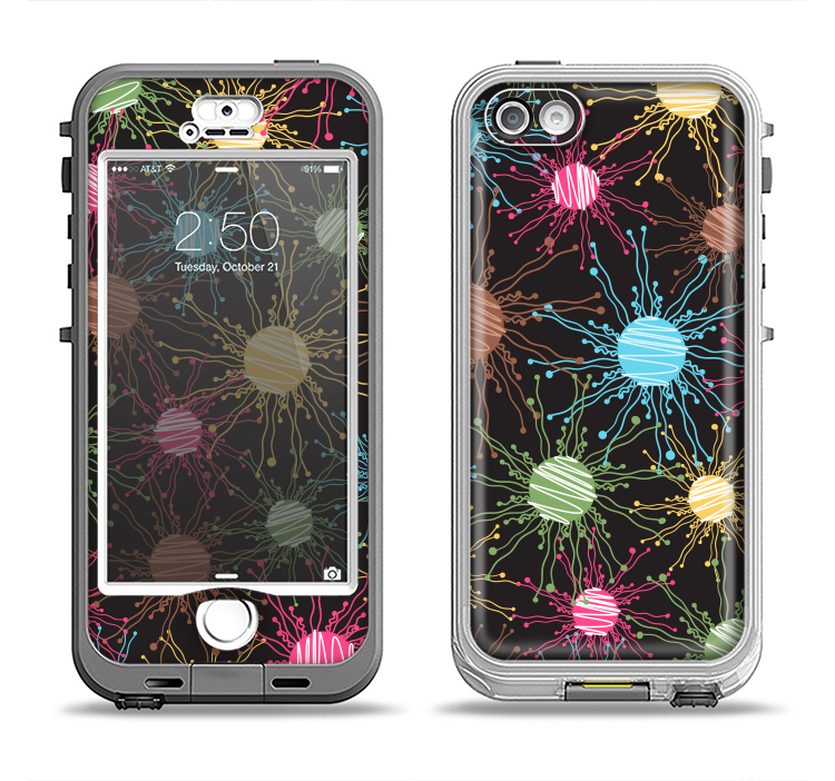 The Bright Loopy Circle Extract Apple iPhone 5-5s LifeProof Nuud Case Skin Set
