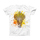 The Bright Orange Ethnic Elephant ink-Fuzed Front Spot Graphic Unisex Soft-Fitted Tee Shirt