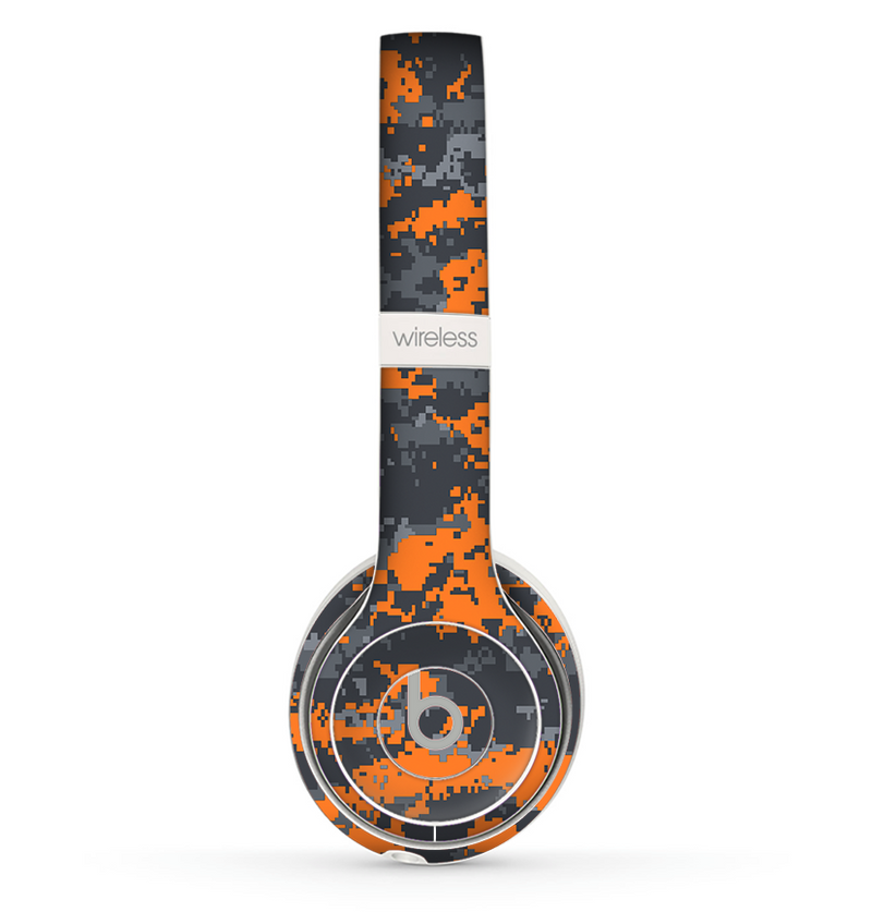 The Bright Orange and Gray Digital Camouflage Skin Set for the Beats by Dre Solo 2 Wireless Headphones