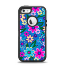 The Bright Pink & Blue Vector Floral Apple iPhone 5-5s Otterbox Defender Case Skin Set