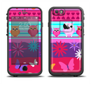 The Bright Pink Cartoon Owls with Flowers and Butterflies Apple iPhone 6/6s LifeProof Fre Case Skin Set